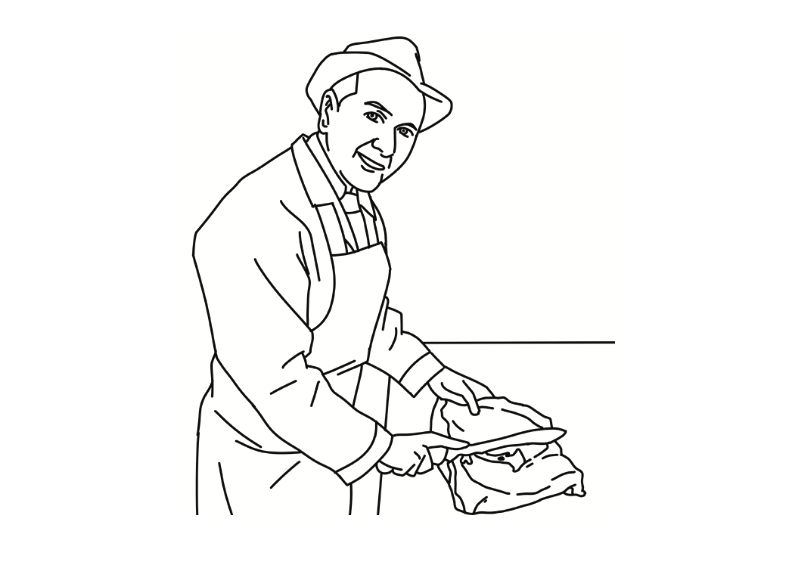 Drawing of butcher from book 'An Insider's Guide to Provence'